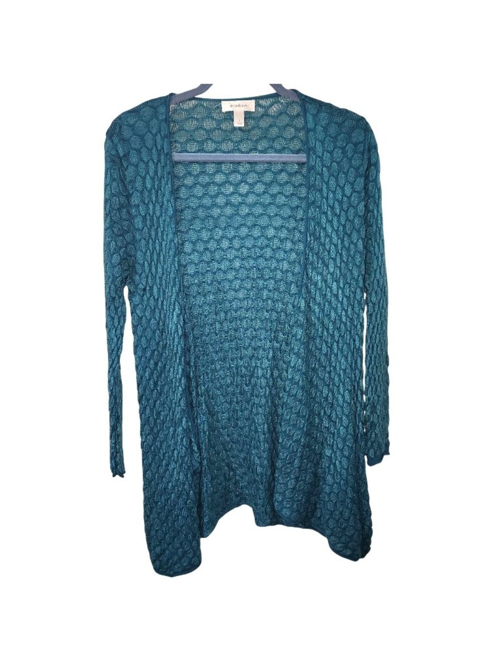 Dressbarn Teal Open-Front Long Sleeve Knit Cardigan Womens Size L